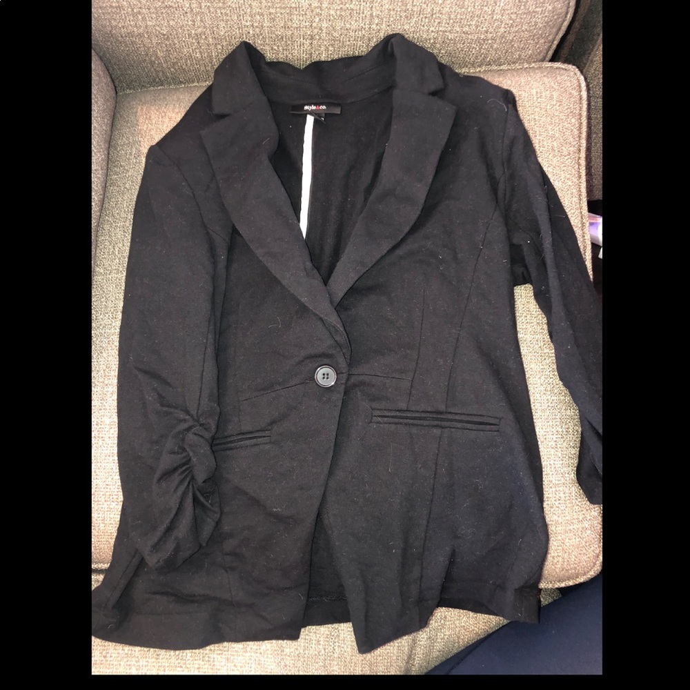 Black cotton blazer 3/4 length sleeve